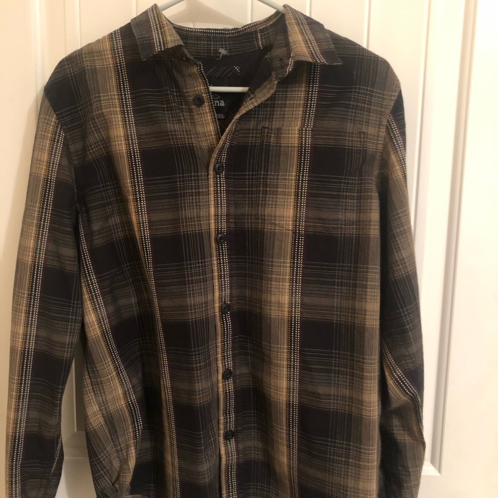 Prana black and tan button-down size small